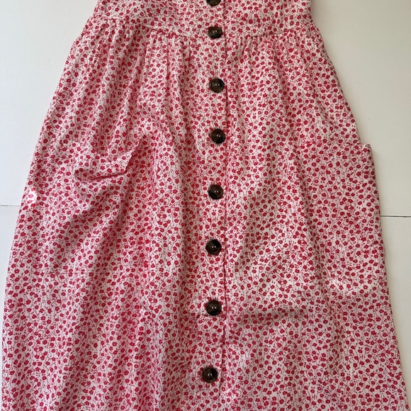 Japna Dress Summer Ditsy Floral Peasant Button Down Tank Pockets Lined Sz S - Picture 10 of 14